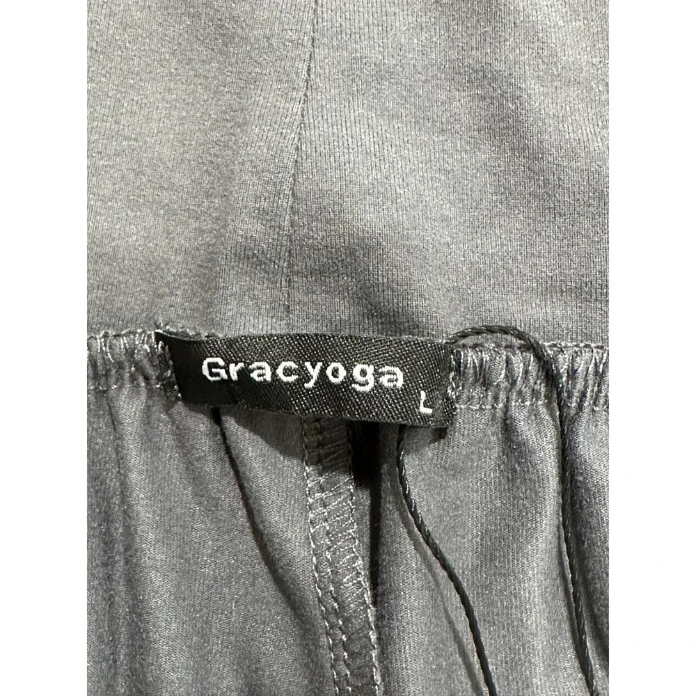 Gracyoga Lounge Pants Size L Gray Wide Leg Yoga Palazzo High Rise Pockets Comfy
